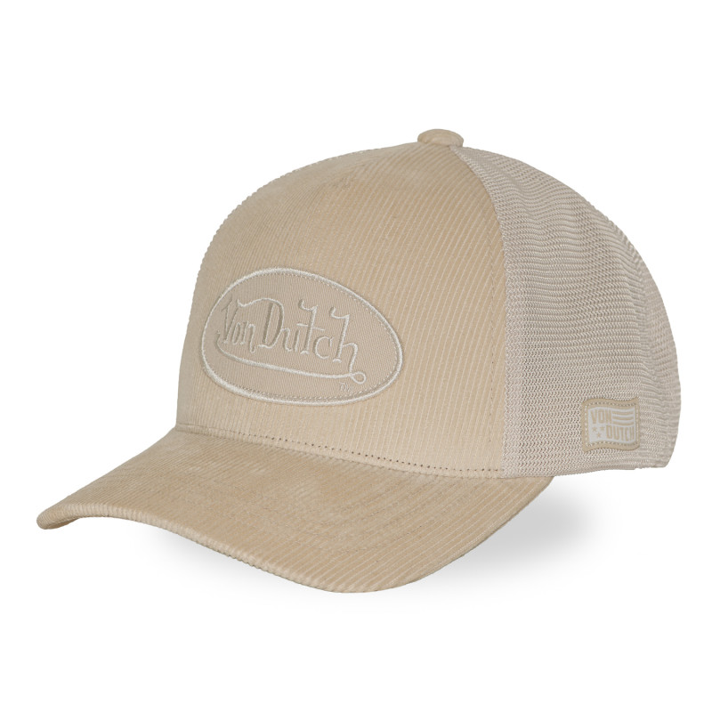 Casquette Vondutch Beige Trucker Strapback / Boucle en Velours côtelé LOFB | VonDutch