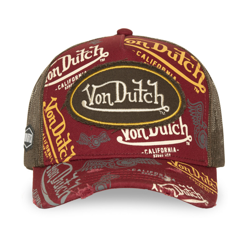 Casquette Vondutch Rouge Trucker Snapback effet Usé CAFE | VonDutch