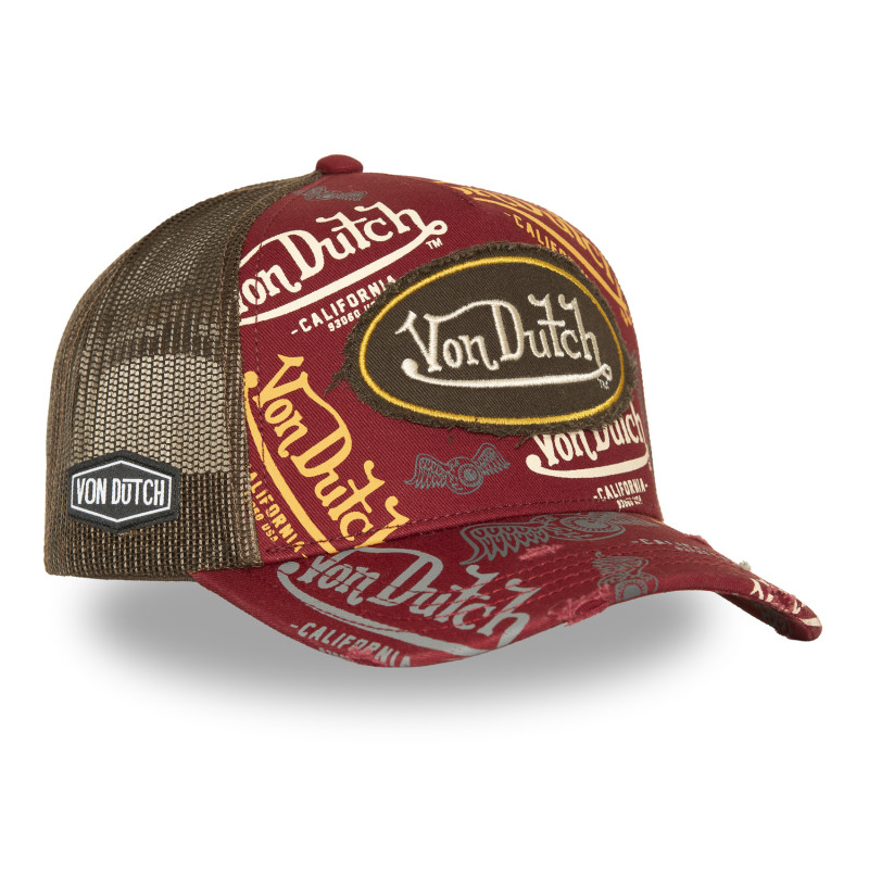 Casquette Vondutch Rouge Trucker Snapback effet Usé CAFE | VonDutch | Von Dutch