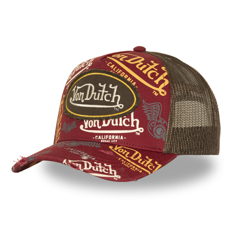 Casquette Vondutch Rouge Trucker Snapback effet Usé CAFE | VonDutch | Von Dutch