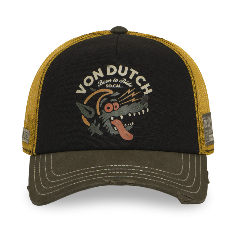 Casquette Vondutch Noire Trucker Snapback effet Usé CREW | VonDutch