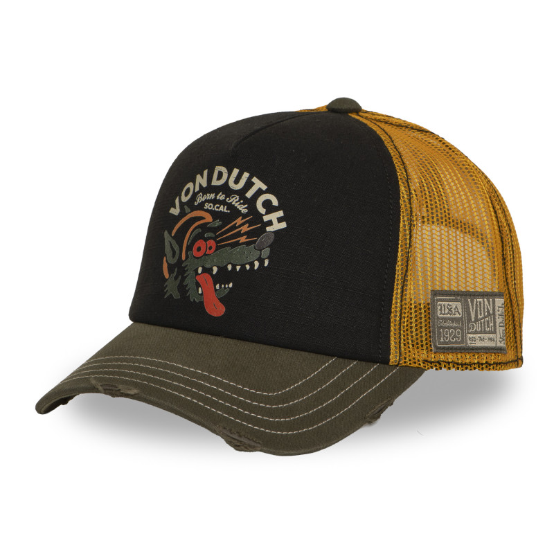 Casquette Vondutch Noire Trucker Snapback effet Usé CREW | VonDutch | Von Dutch