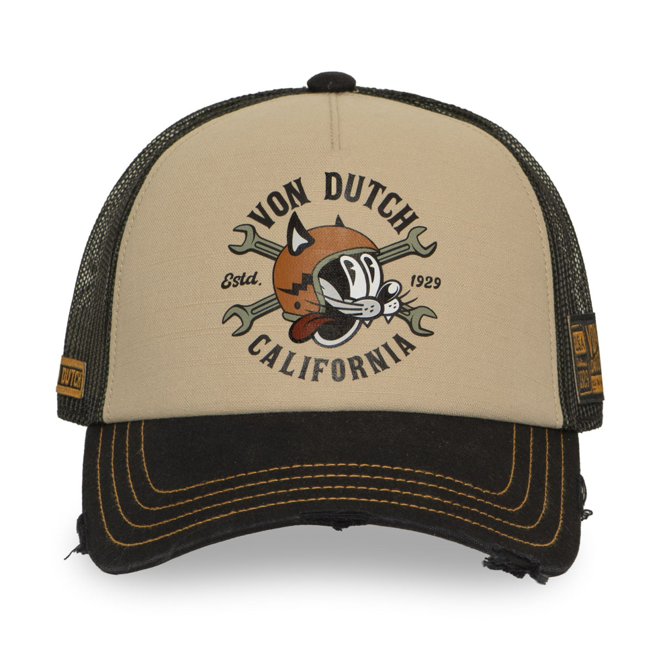 Casquette Vondutch Beige Trucker Snapback effet Usé CREW | VonDutch
