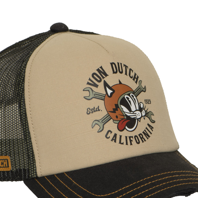 Casquette Vondutch Beige Trucker Snapback effet Usé CREW | VonDutch