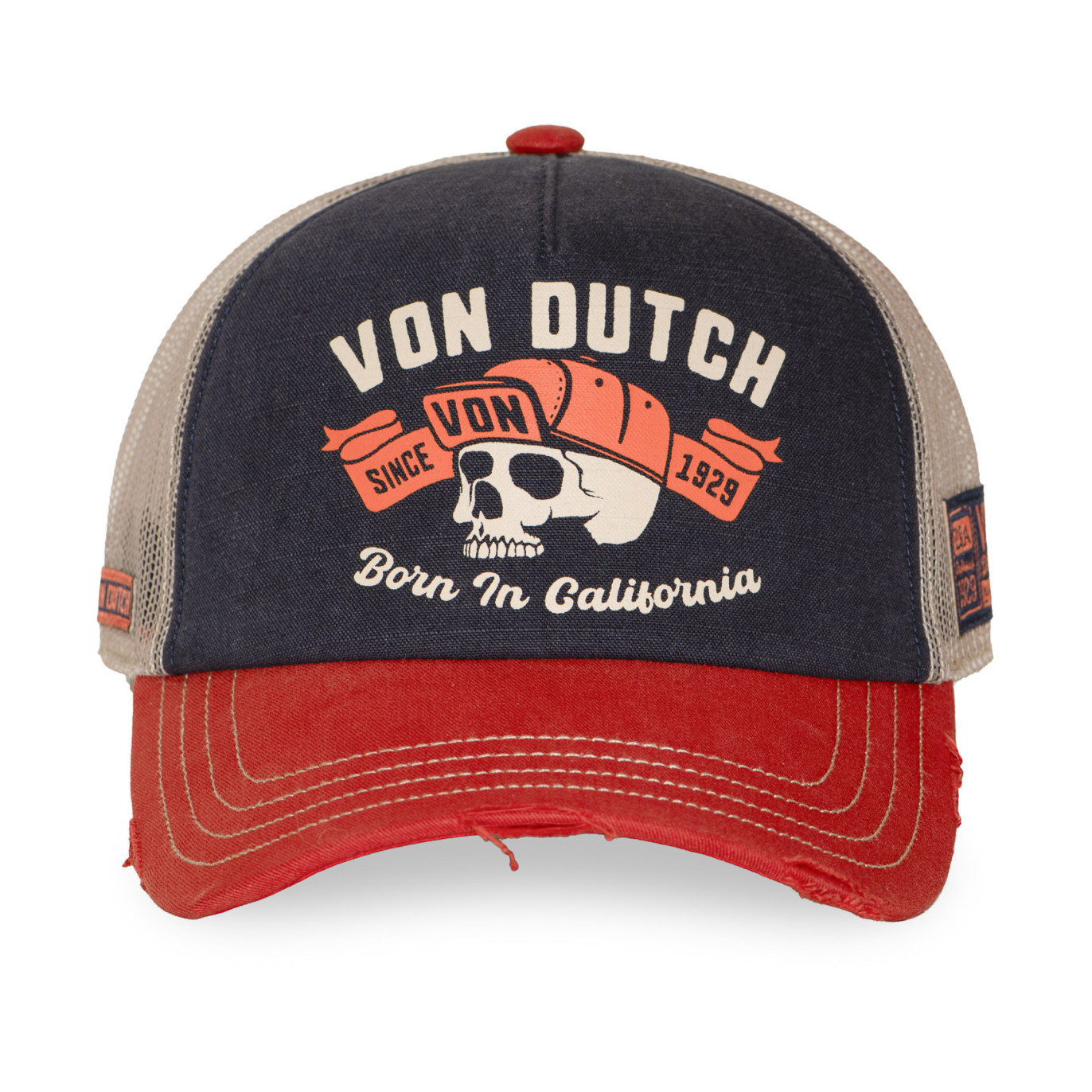Casquette Vondutch Bleue Trucker Snapback effet Usé CREW | VonDutch
