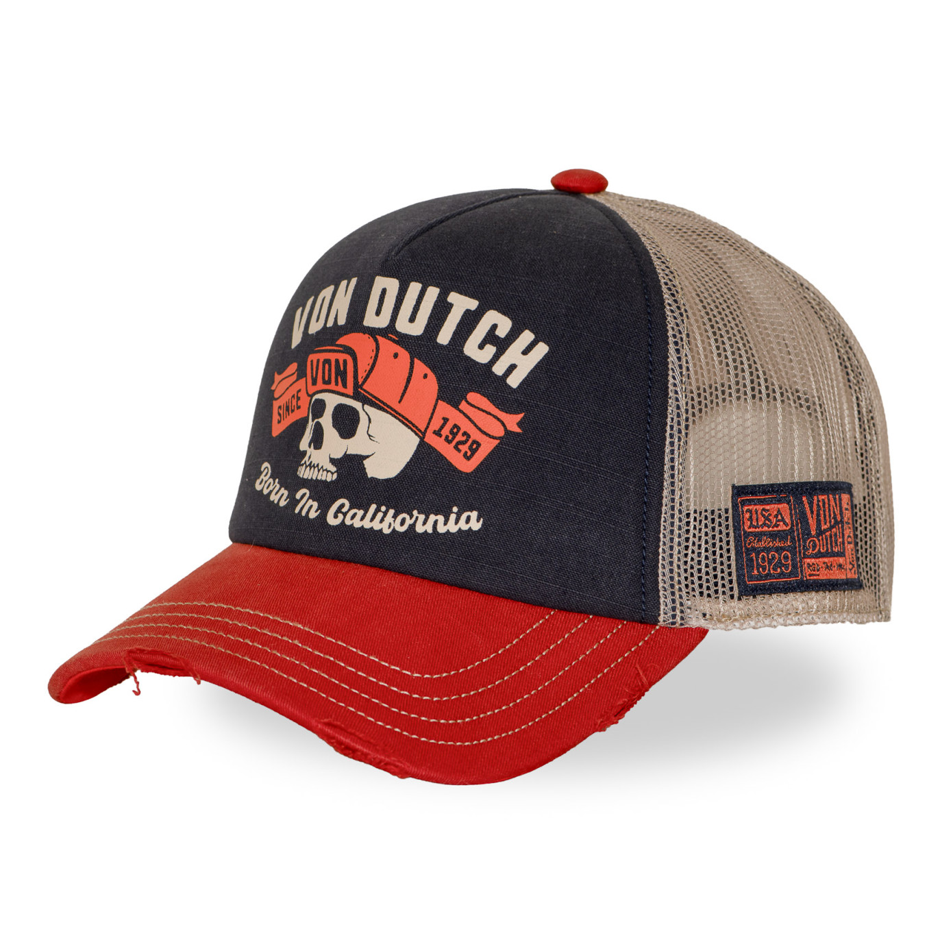 Casquette Vondutch Bleue Trucker Snapback effet Usé CREW | VonDutch