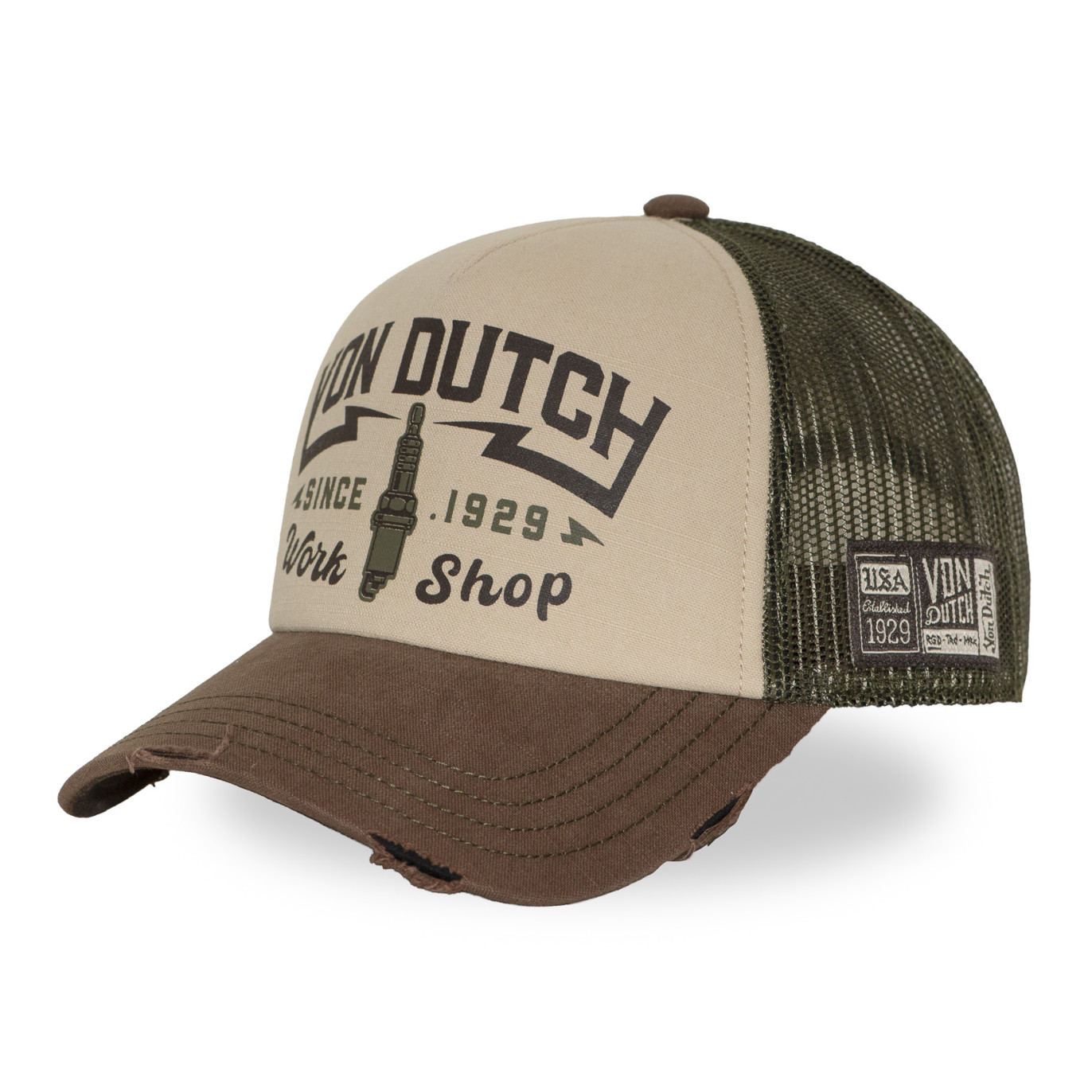 Casquette trucker filet effet usé avec print CREW | VonDutch