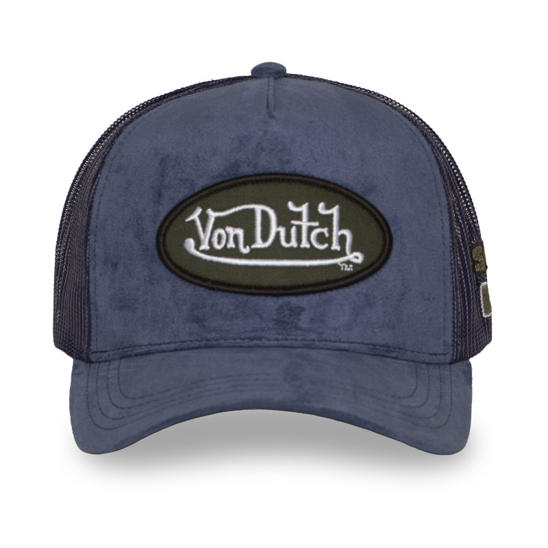Casquette Vondutch Bleue Trucker Snapback en Suedine FUR
