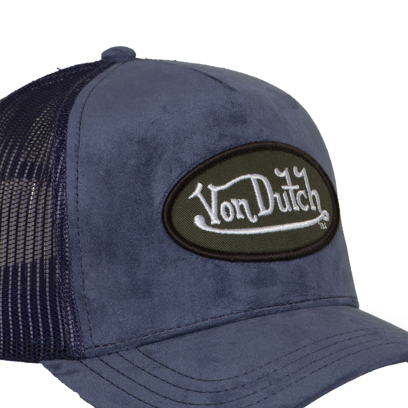 Casquette Vondutch Bleue Trucker Snapback en Suedine FUR