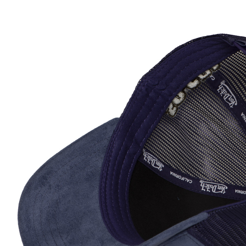 Casquette Vondutch Bleue Trucker Snapback en Suedine FUR