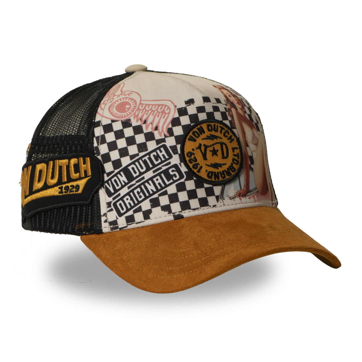 Casquette Vondutch Orange Trucker Snapback en Suedine SUBLI | VonDutch | Von Dutch