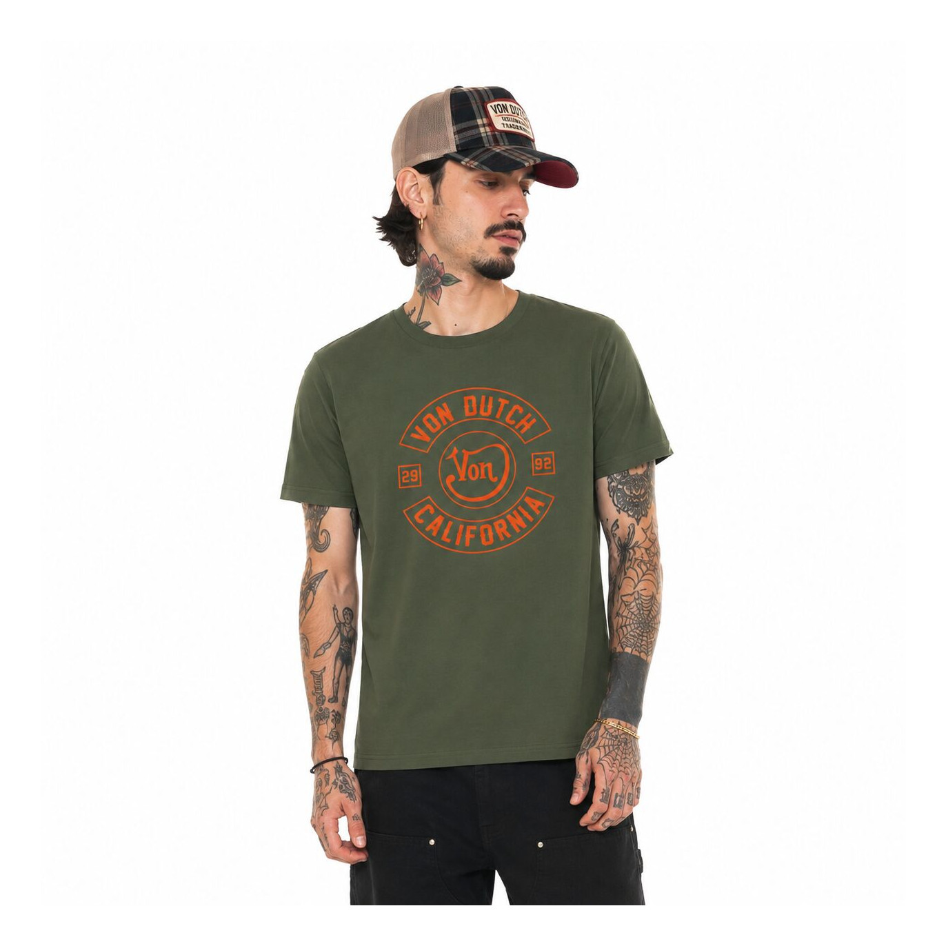 Tee Shirt Kaki coupe Régular Col rond LOG | Homme - Vondutch | Von Dutch