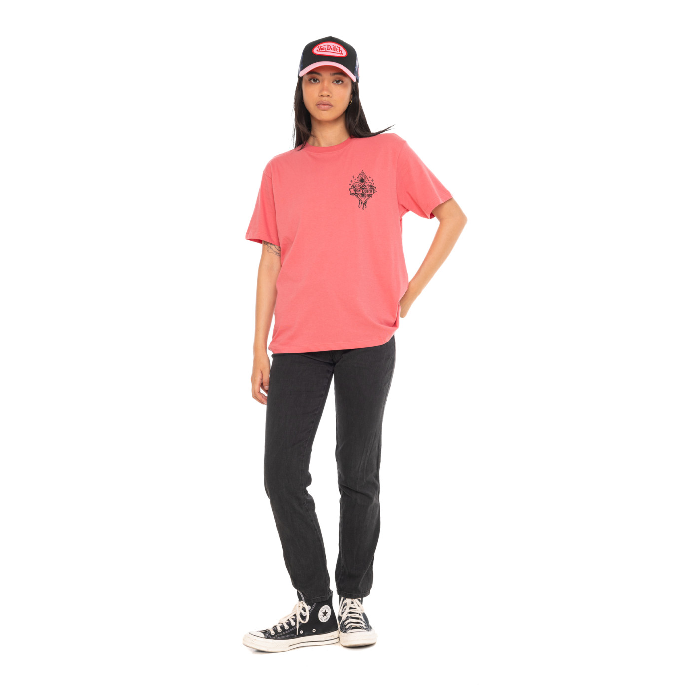 Tee Shirt Rose coupe Régular Col rond HEART | Femme - Vondutch | Von Dutch