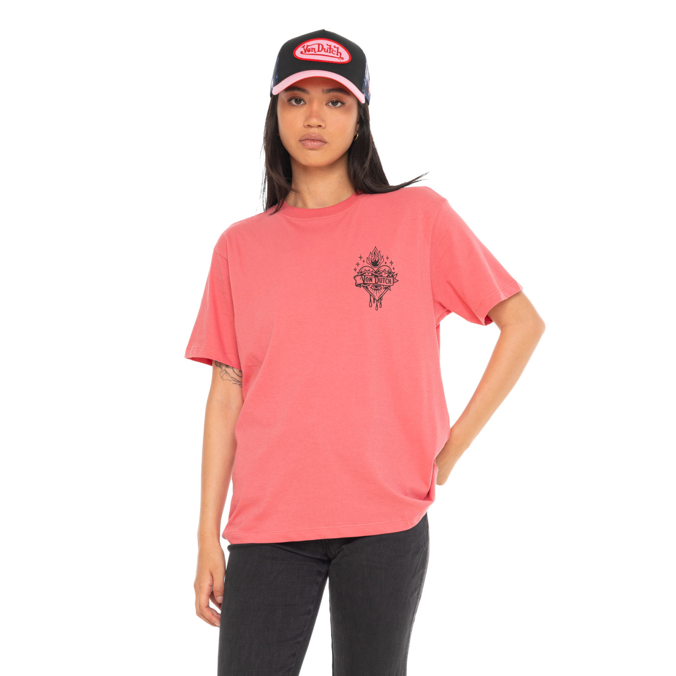Tee Shirt Rose coupe Régular Col rond HEART | Femme - Vondutch | Von Dutch