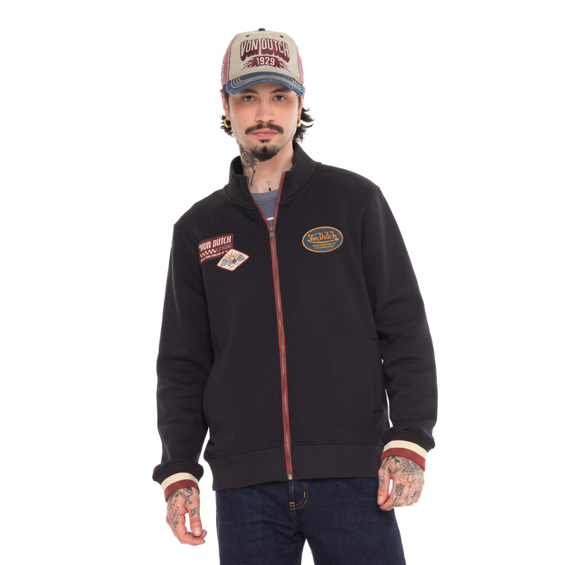 Sweat Sans capuche Zippé Noir Molletoné WYATT | Homme - Vondutch | Von Dutch