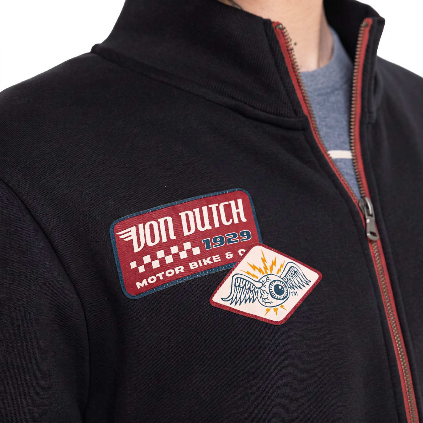 Sweat Sans capuche Zippé Noir Molletoné WYATT | Homme - Vondutch | Von Dutch