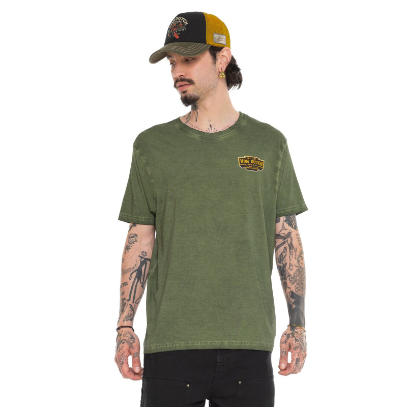 Tee Shirt Vert coupe Régular Col rond effet Délavé CATLIF | Homme - Vondutch | Von Dutch
