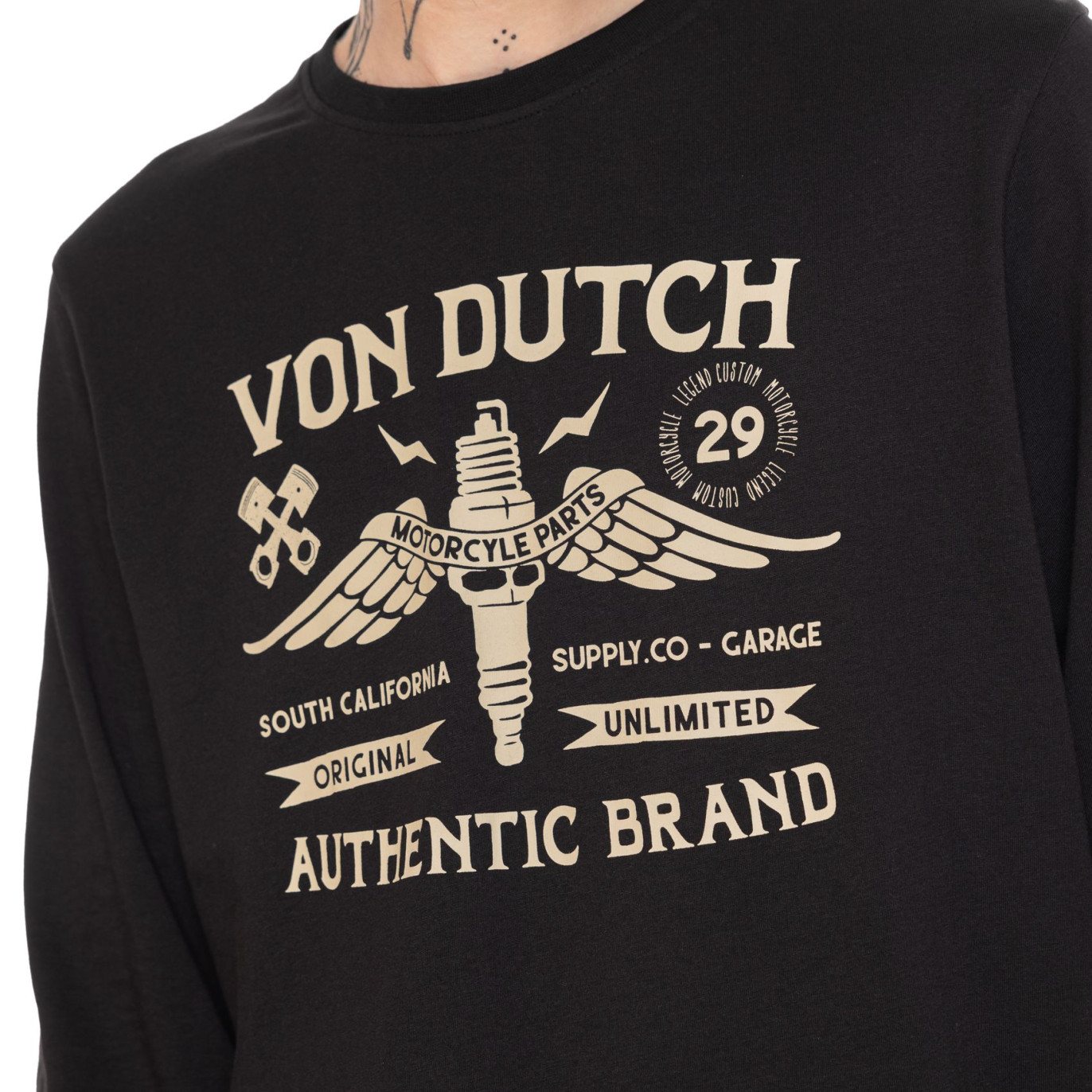 Tee Shirt Noir coupe Régular Col rond COHEN | Homme - Vondutch | Von Dutch