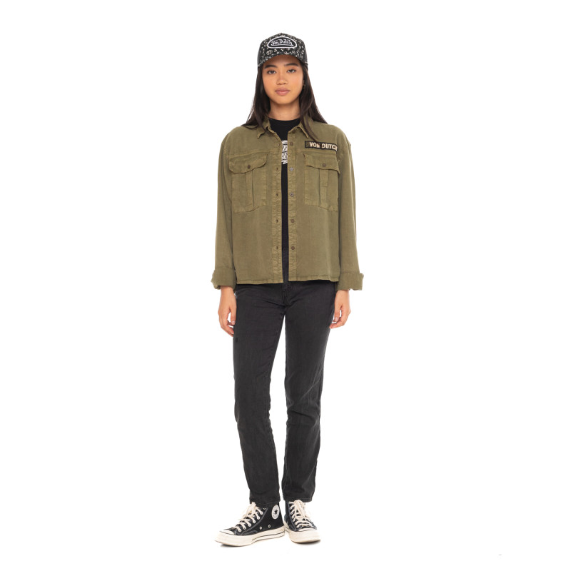 Chemise coupe Régular Manches longues effet Délavé Kaki TAPE | Femme - Vondutch | Von Dutch