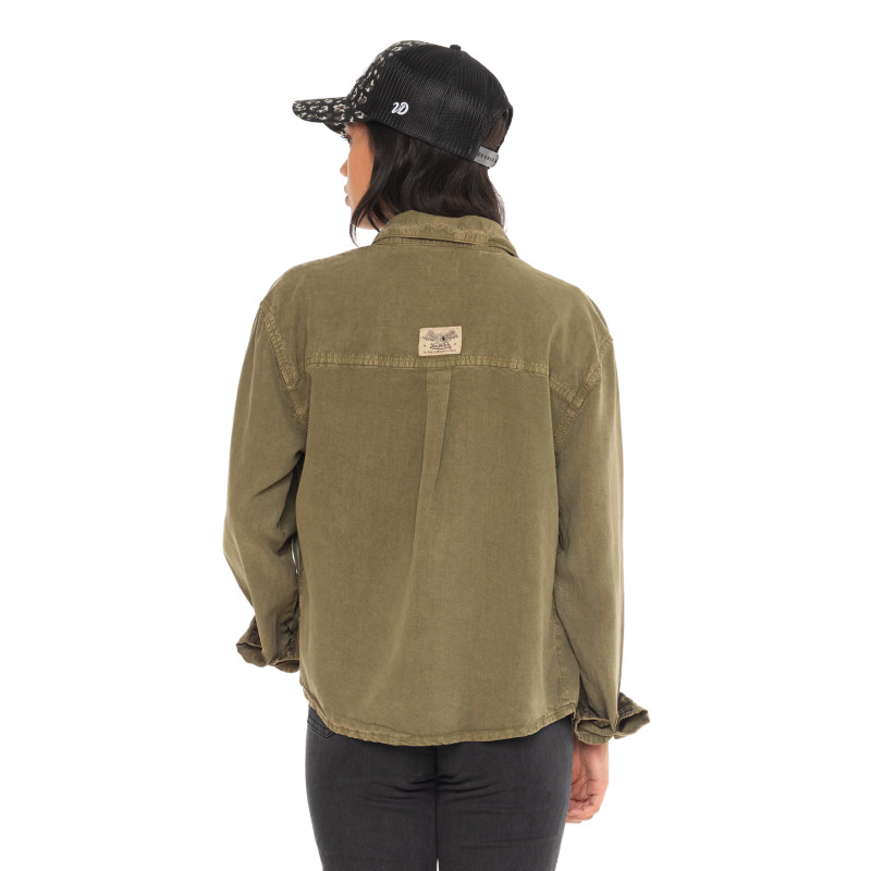 Chemise coupe Régular Manches longues effet Délavé Kaki TAPE | Femme - Vondutch | Von Dutch