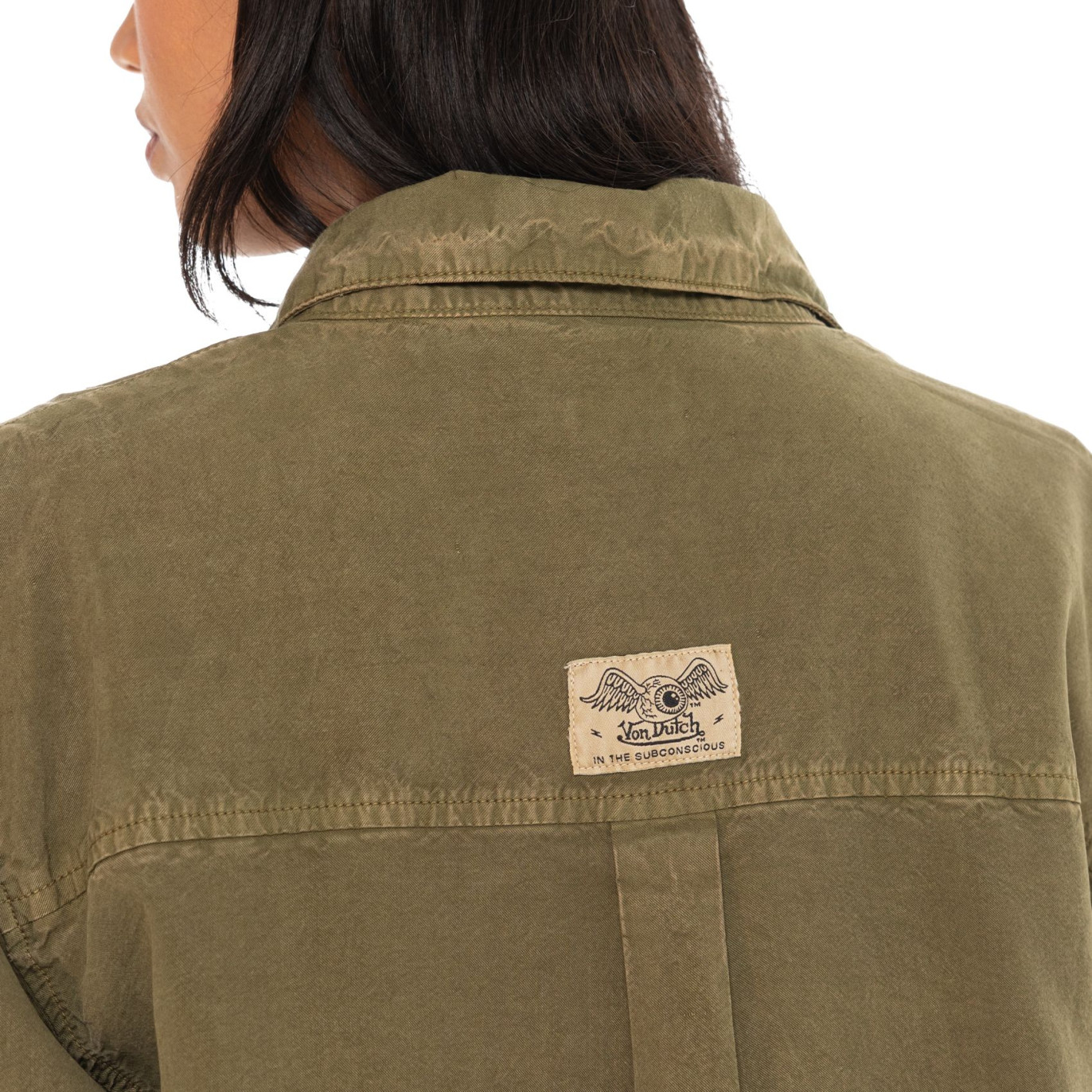 Chemise coupe Régular Manches longues effet Délavé Kaki TAPE | Femme - Vondutch | Von Dutch