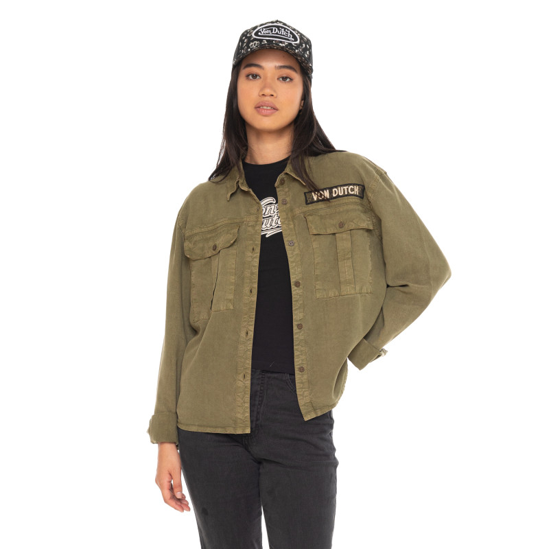 Chemise coupe Régular Manches longues effet Délavé Kaki TAPE | Femme - Vondutch | Von Dutch