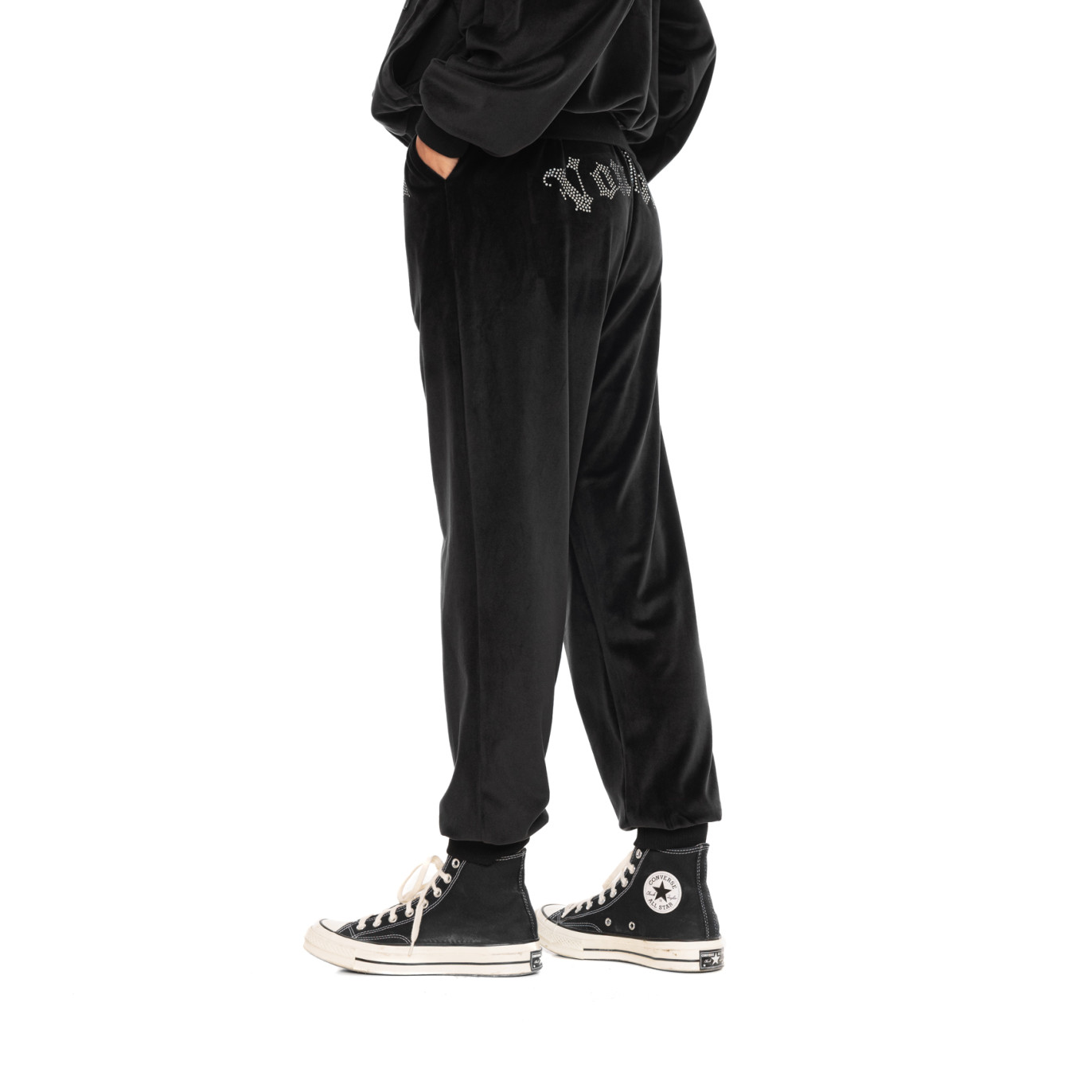 Jogging doublure coupe Droit Noir VELVET | femme - Vondutch | Von Dutch