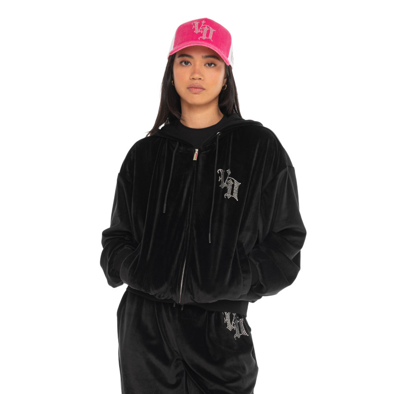 Sweat à capuche Zippé Noir DIAMS | Femme - Vondutch
