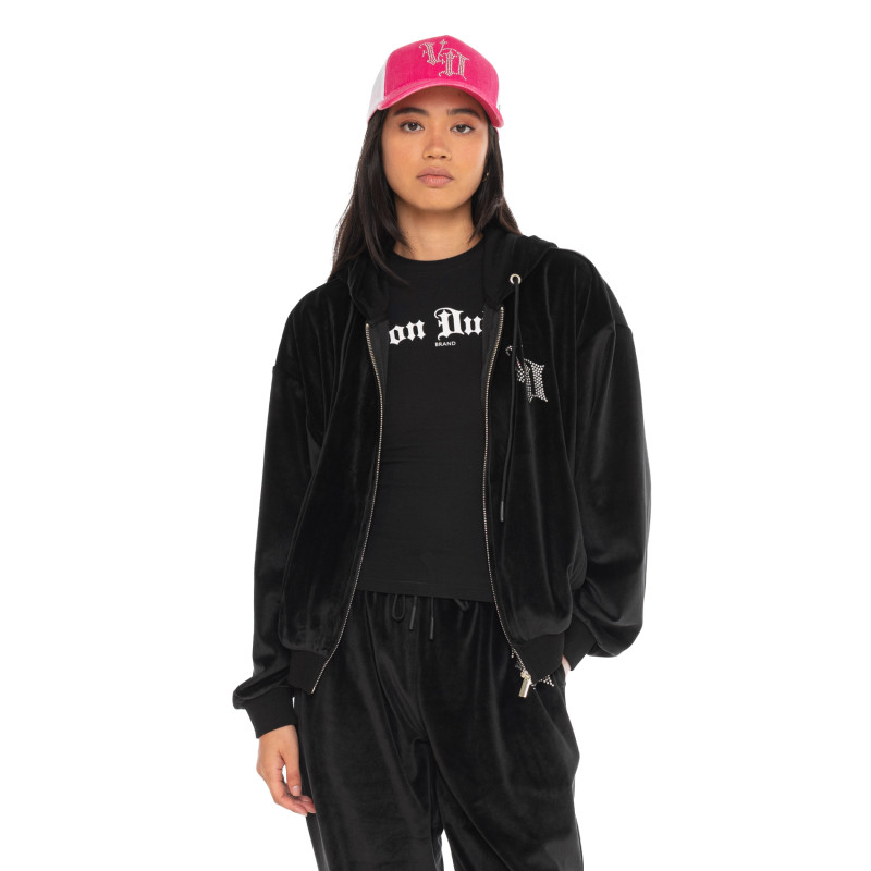 Sweat à capuche Zippé Noir DIAMS | Femme - Vondutch