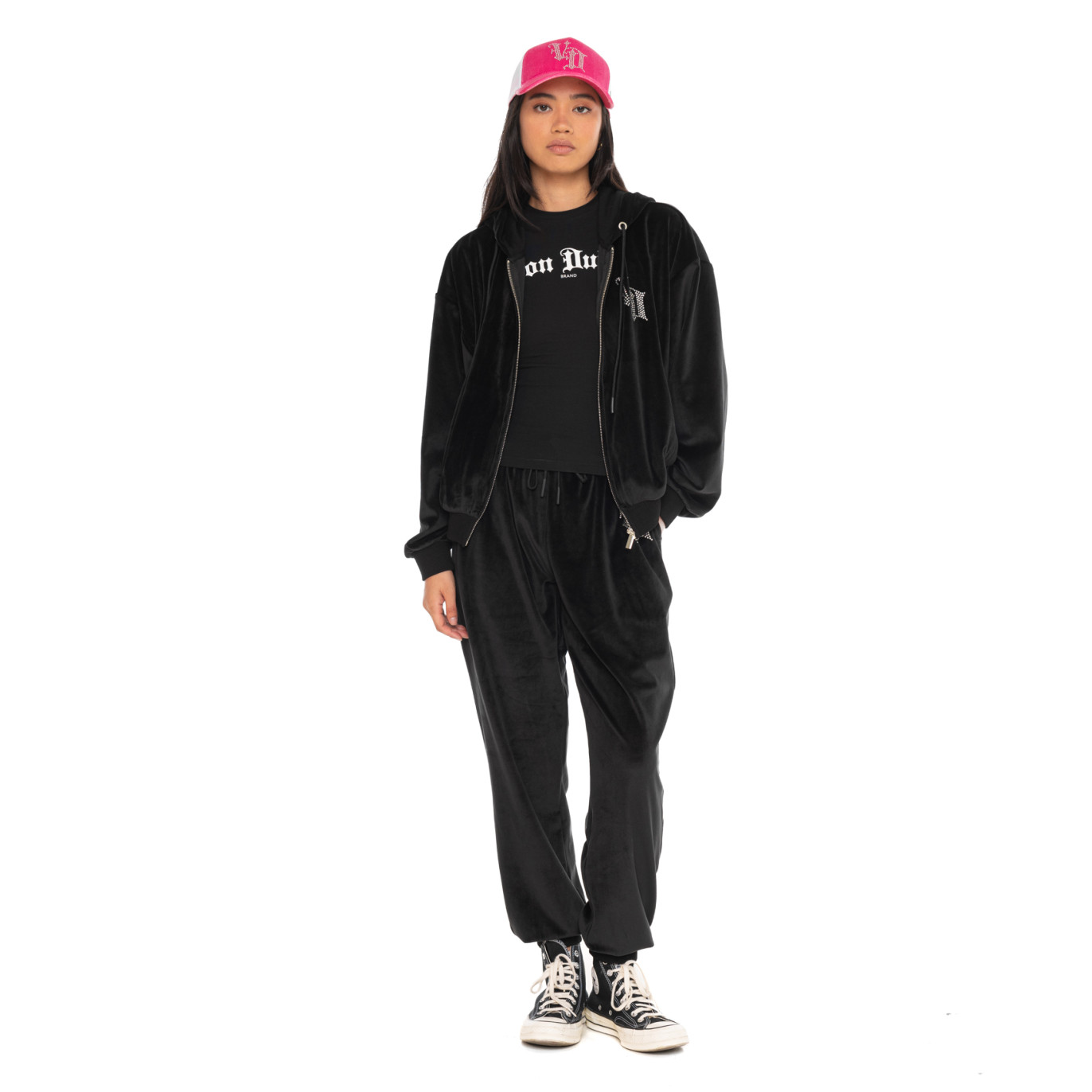 Sweat à capuche Zippé Noir DIAMS | Femme - Vondutch