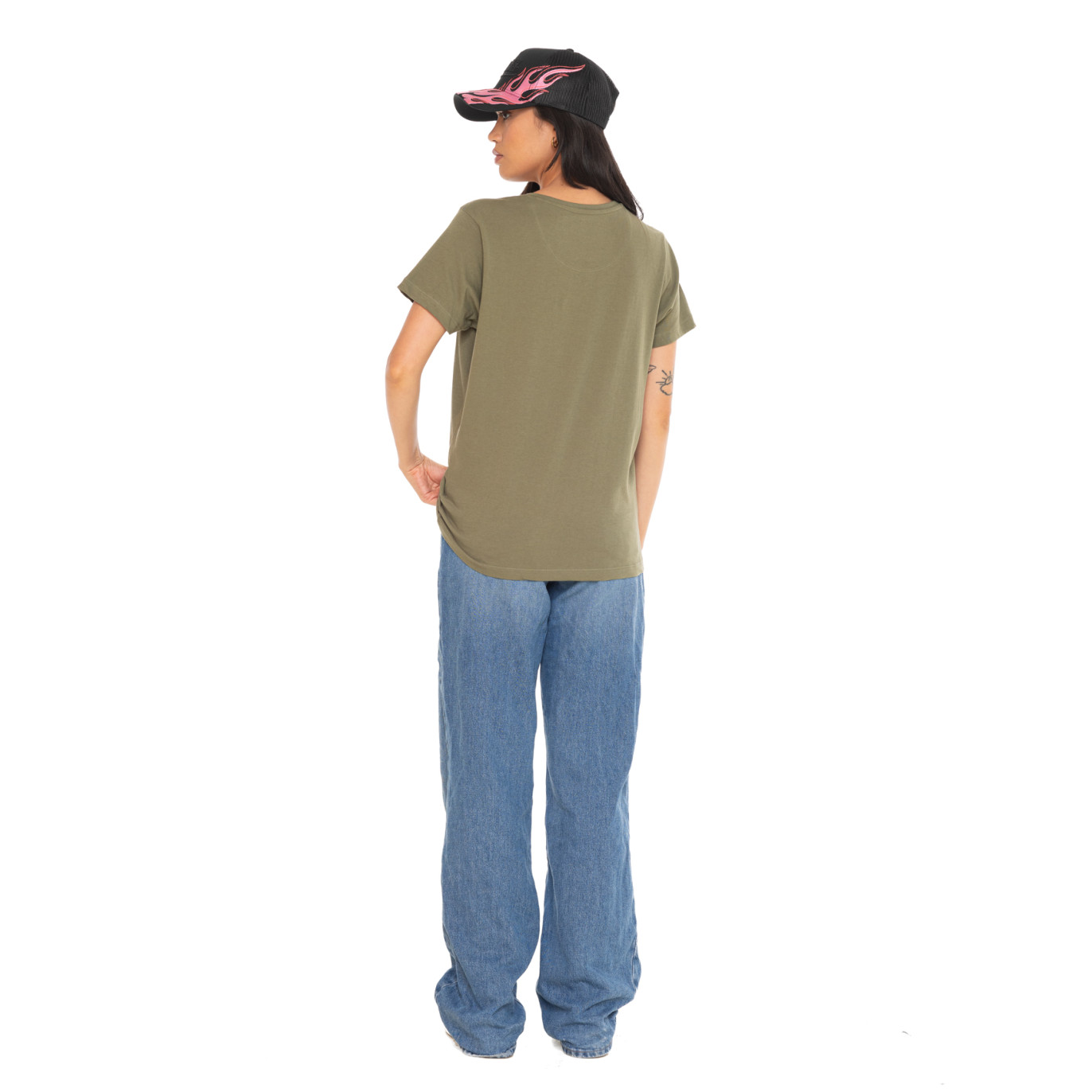 Tee Shirt Kaki coupe Régular Col rond RETRO | Femme - Vondutch | Von Dutch