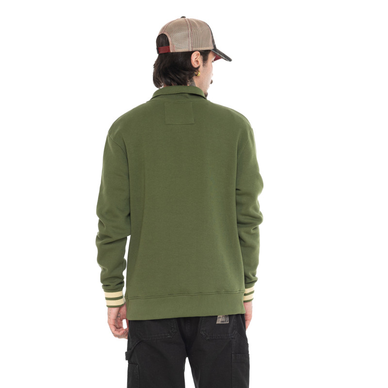 Sweat Sans capuche Zippé Vert Molletoné ALEC | Homme - Vondutch