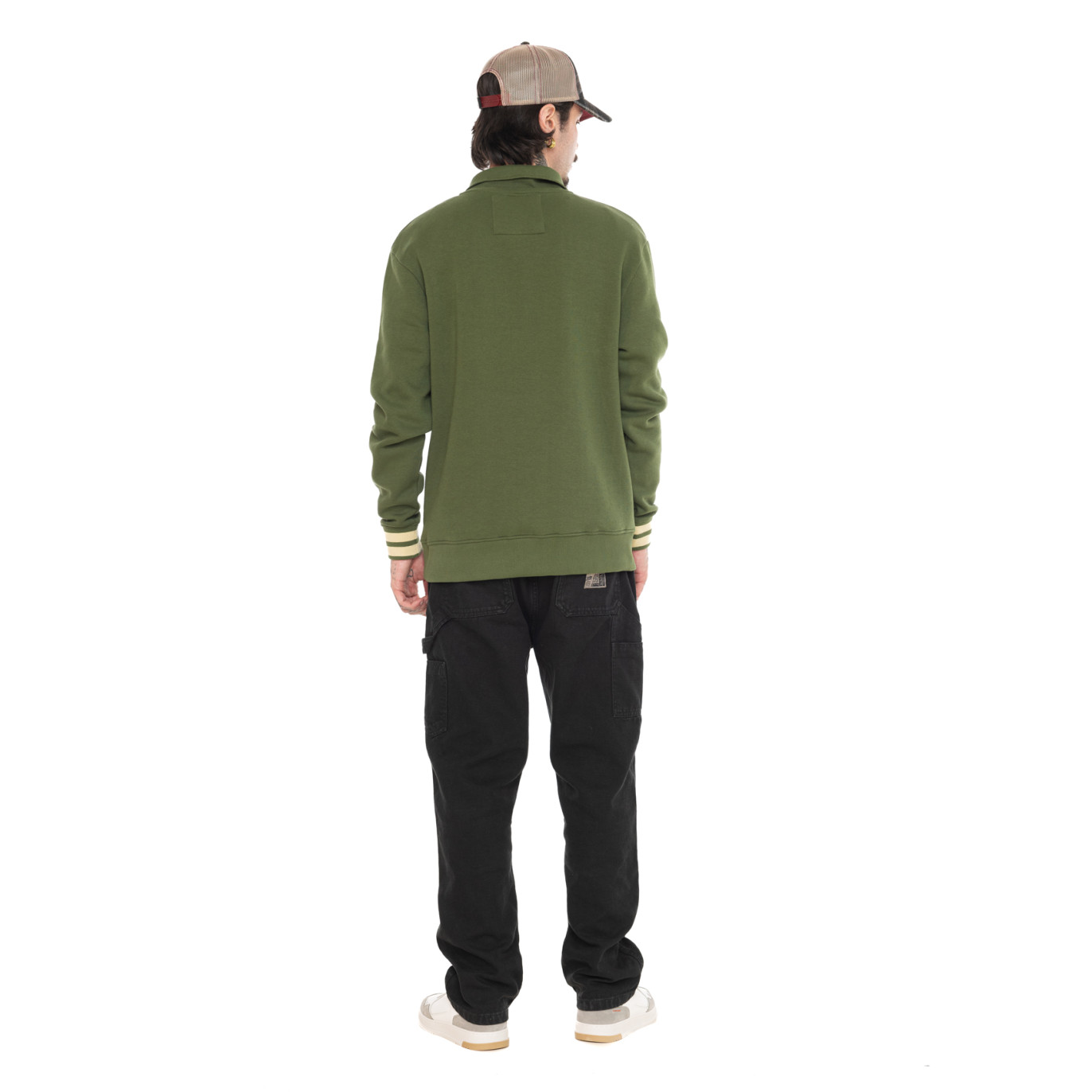 Sweat Sans capuche Zippé Vert Molletoné ALEC | Homme - Vondutch