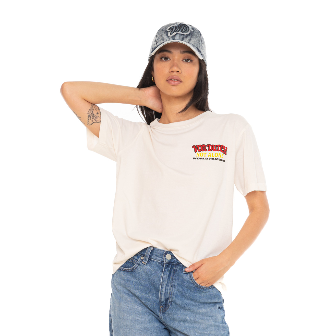Tee Shirt Beige coupe Régular Col rond FACE | Femme - Vondutch | Von Dutch