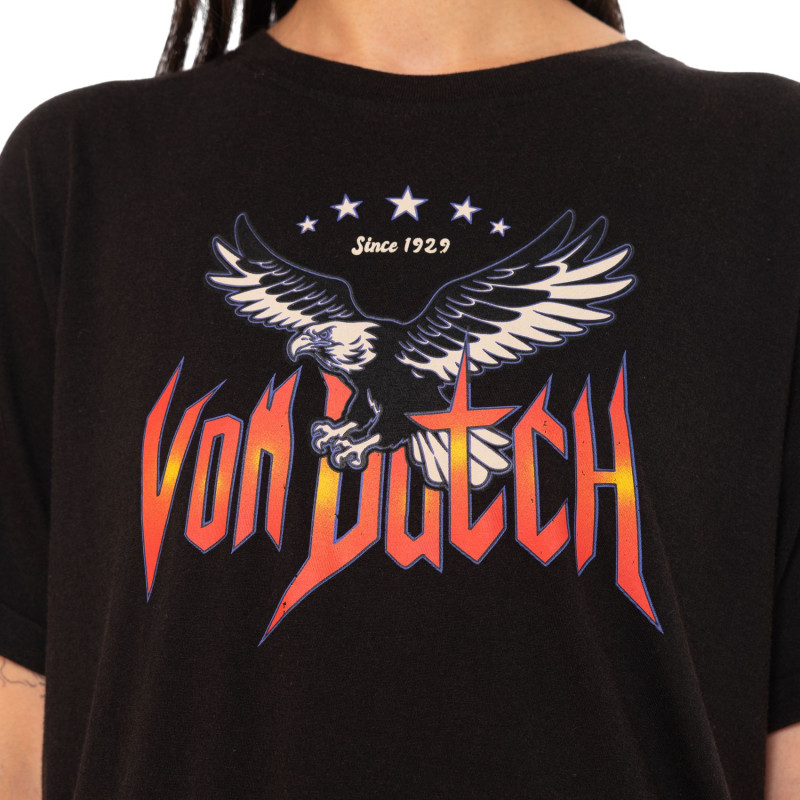 Tee Shirt Noir coupe Régular Col rond effet Délavé FLY | Femme - Vondutch