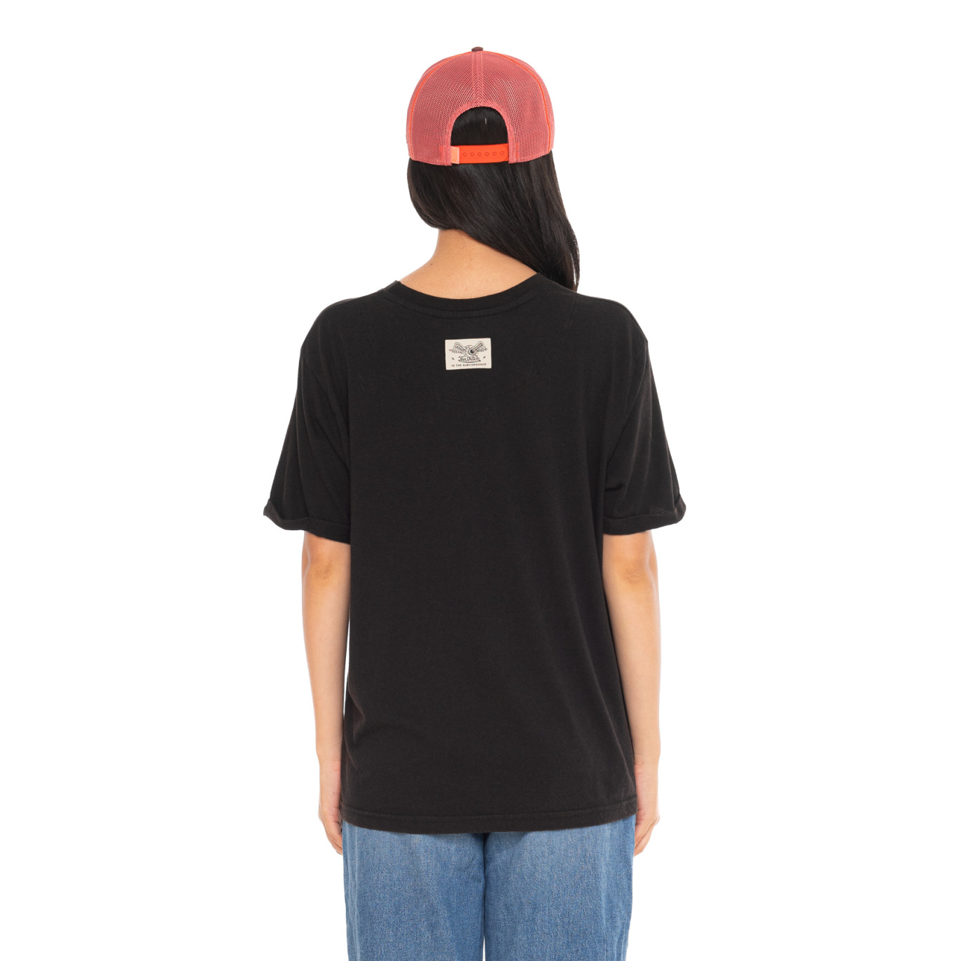 Tee Shirt Noir coupe Régular Col rond effet Délavé FLY | Femme - Vondutch | Von Dutch