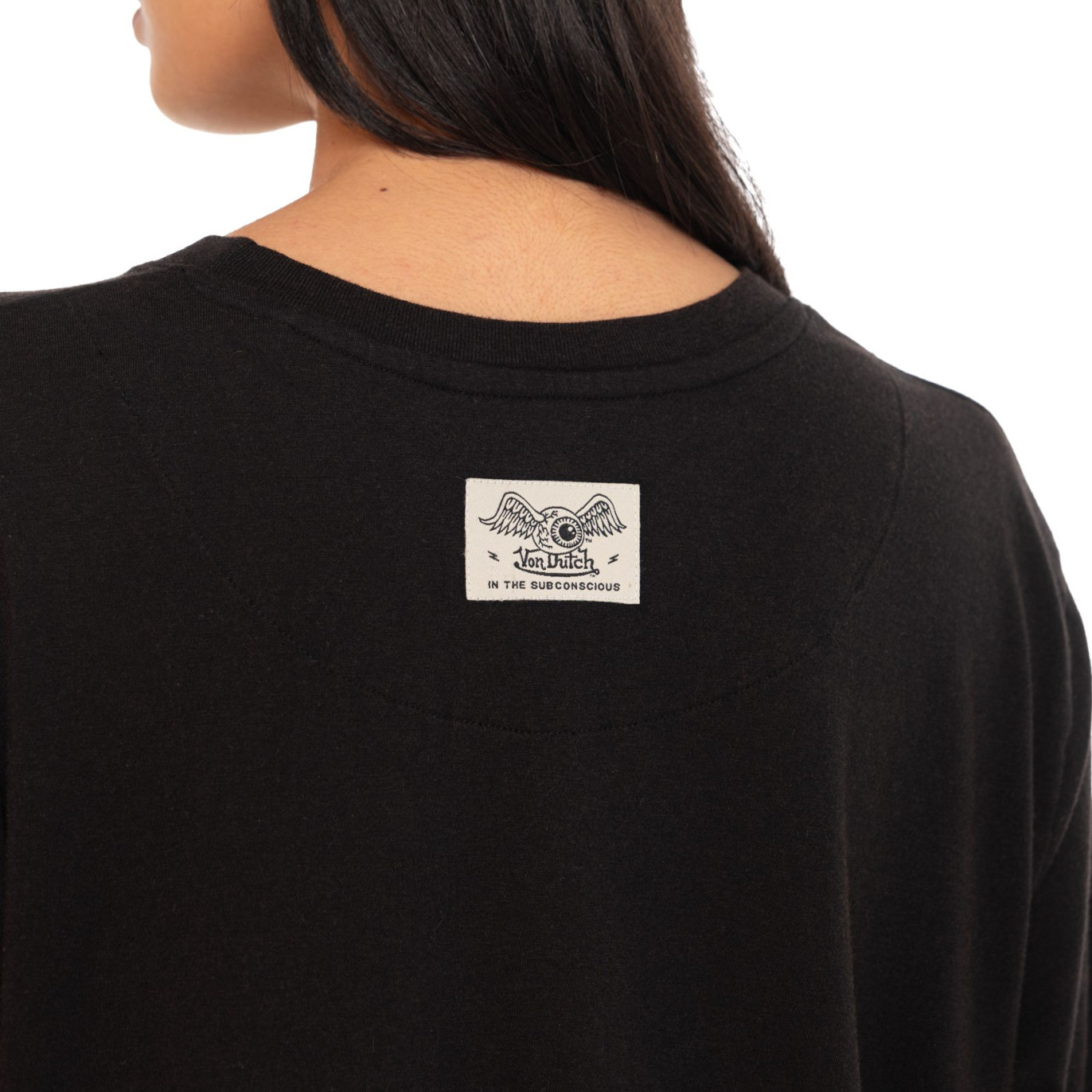Tee Shirt Noir coupe Régular Col rond effet Délavé FLY | Femme - Vondutch | Von Dutch