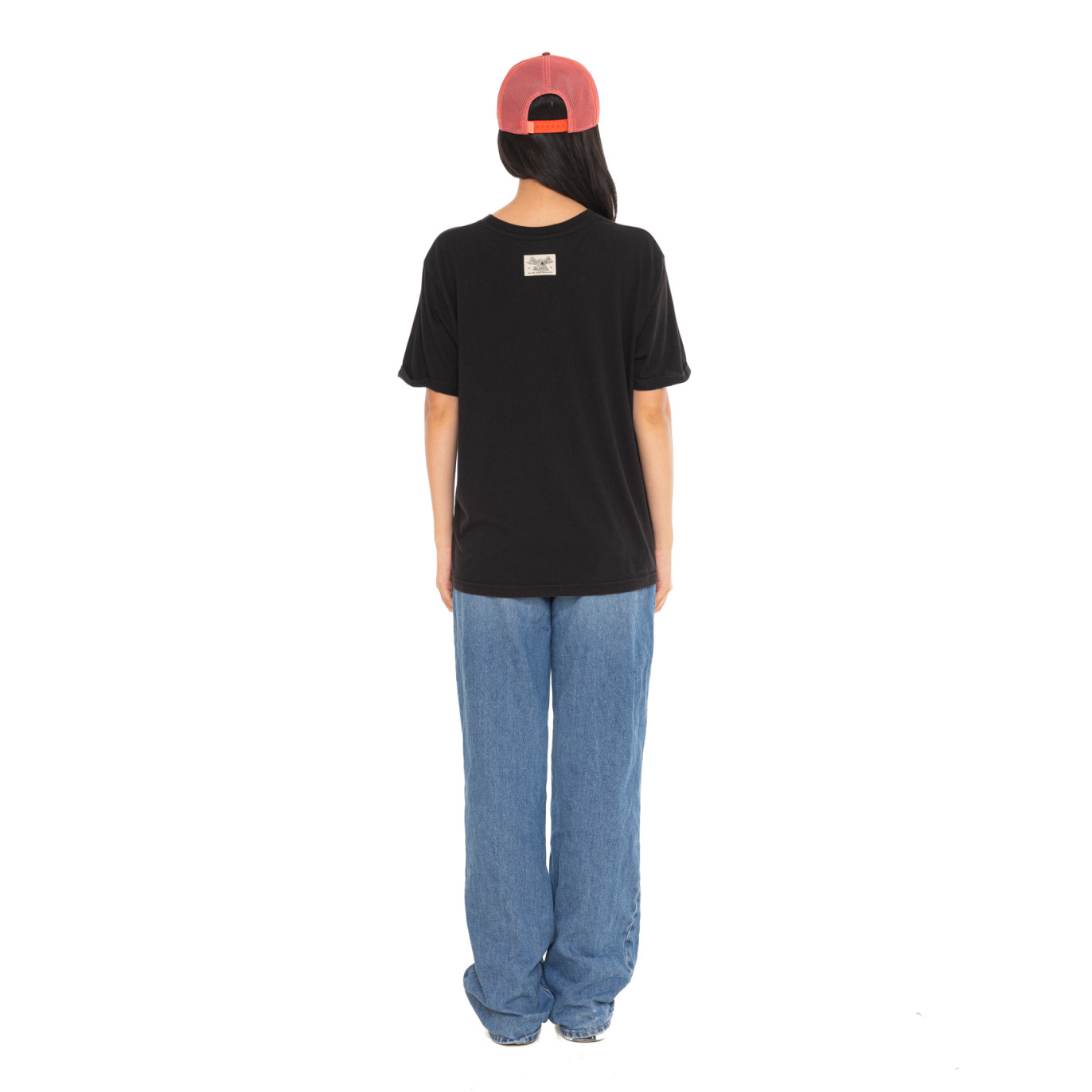 Tee Shirt Noir coupe Régular Col rond effet Délavé FLY | Femme - Vondutch | Von Dutch