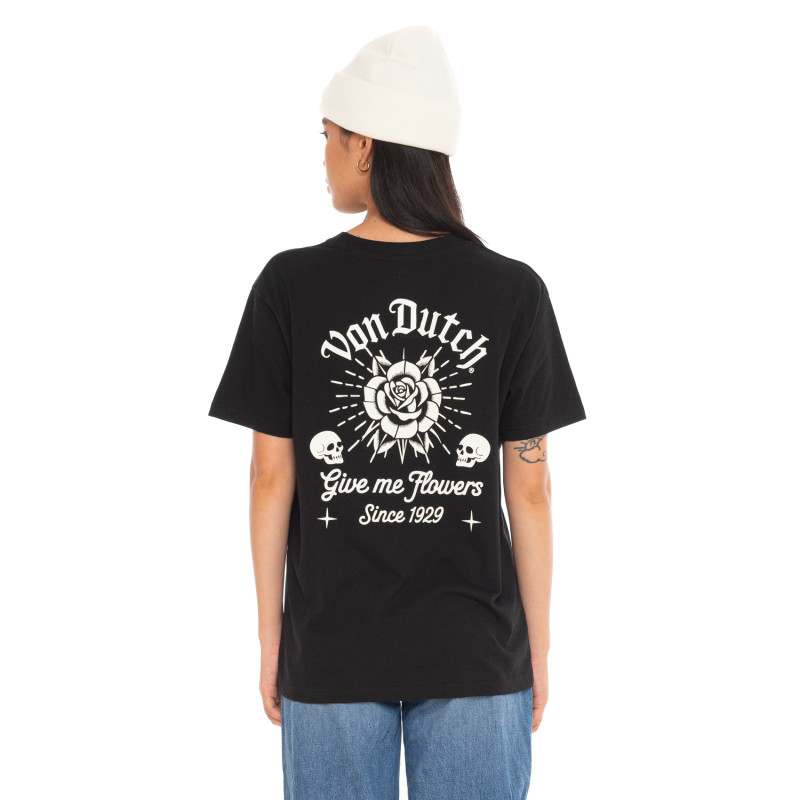 Tee Shirt Noir coupe Régular Col rond ROSES | Femme - Vondutch | Von Dutch