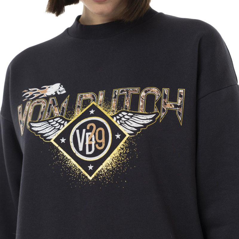 Sweat Sans capuche Noir PATCH | Femme - Vondutch
