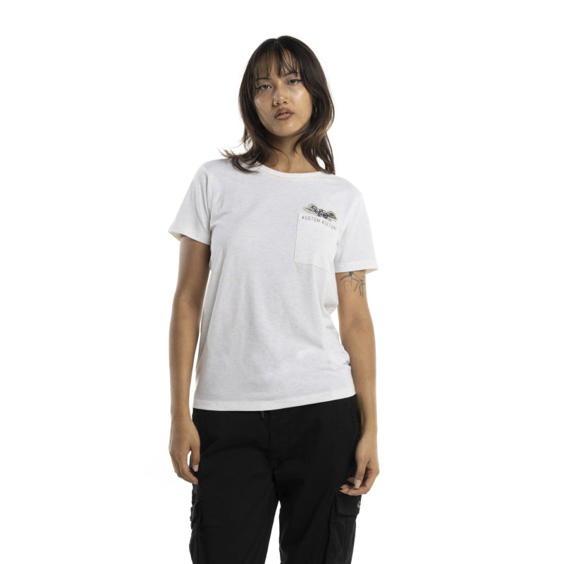 Tee Shirt Blanc coupe Régular Col rond STRASS | Femme - Vondutch