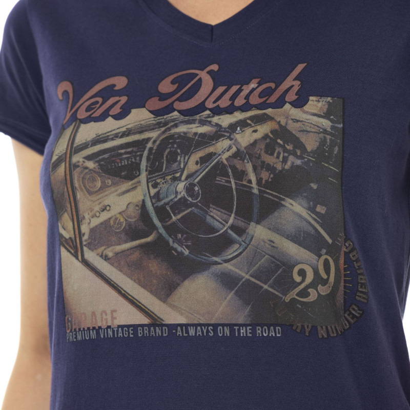 Tee Shirt Bleu coupe Régular Col V VINTAGE | Femme - Vondutch