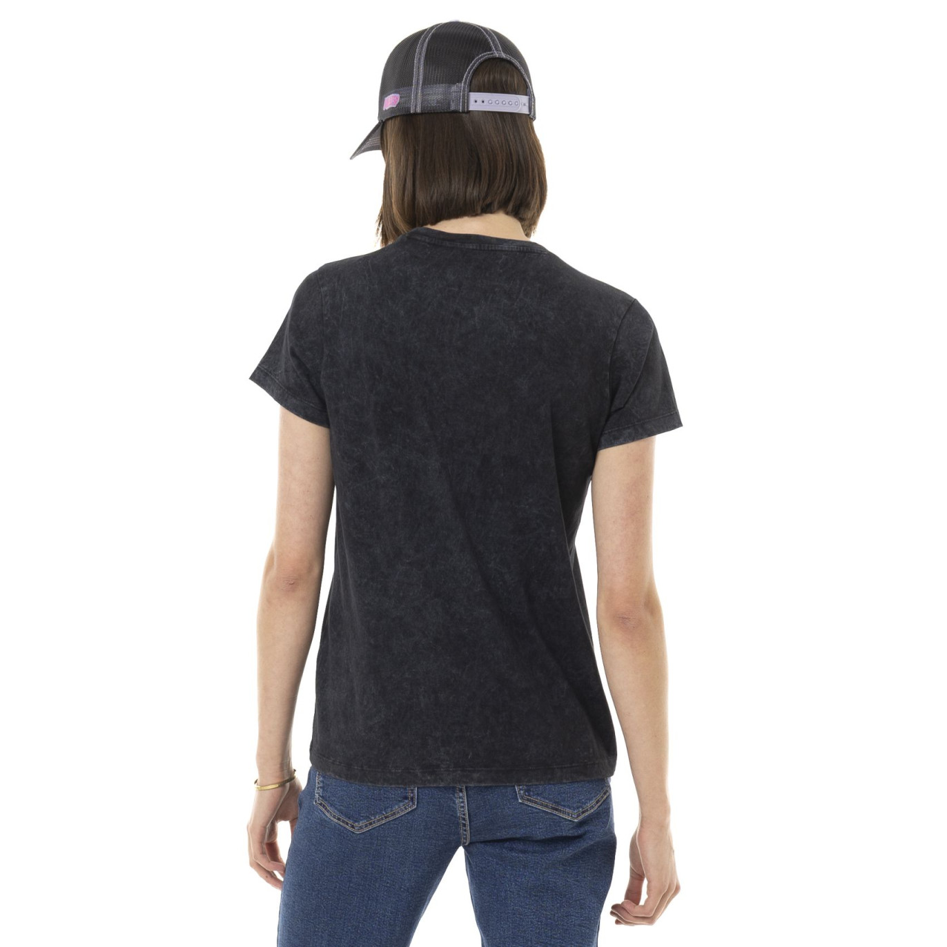Tee Shirt Noir coupe Régular Col rond effet Délavé VIPERE | Femme - Vondutch