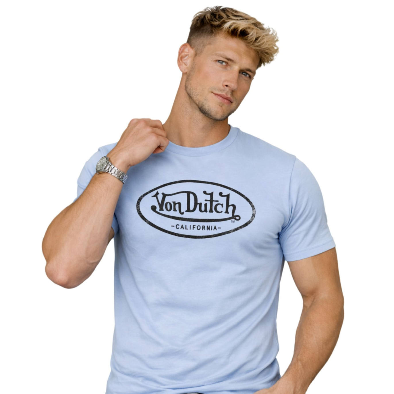 Tee Shirt Bleu coupe Régular Col rond effet Flammé BRAD | Homme - Vondutch