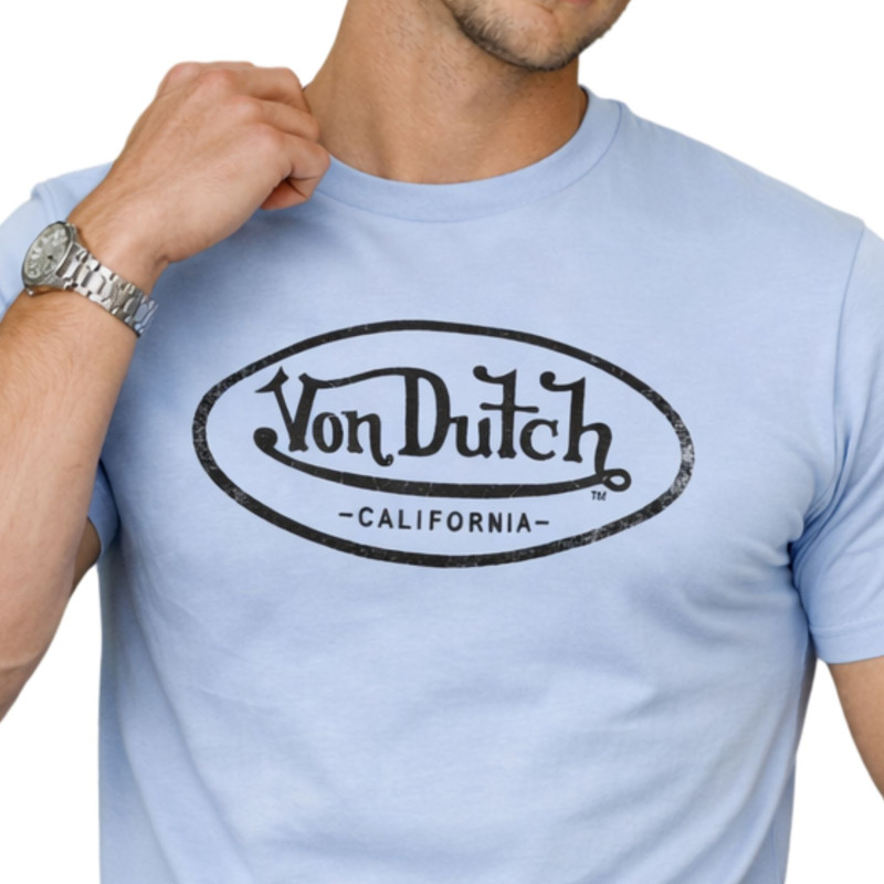 Tee Shirt Bleu coupe Régular Col rond effet Flammé BRAD | Homme - Vondutch