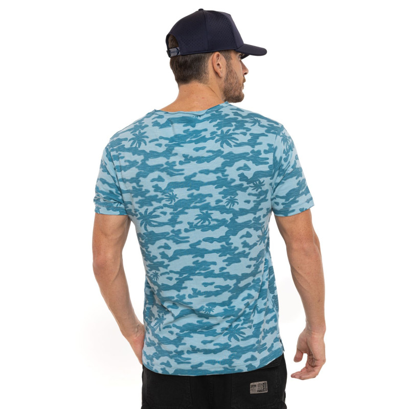 Tee Shirt Bleu coupe Régular Col V effet Flammé RON | Homme - Vondutch