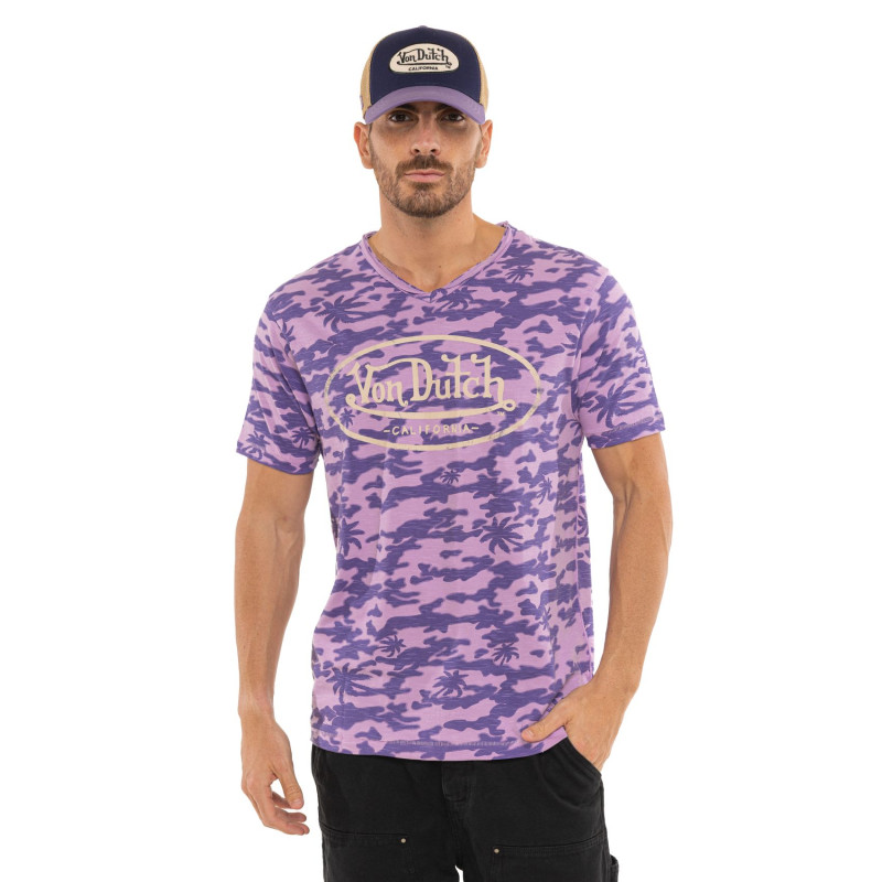 Tee Shirt Violet coupe Régular Col V effet Flammé RON | Homme - Vondutch