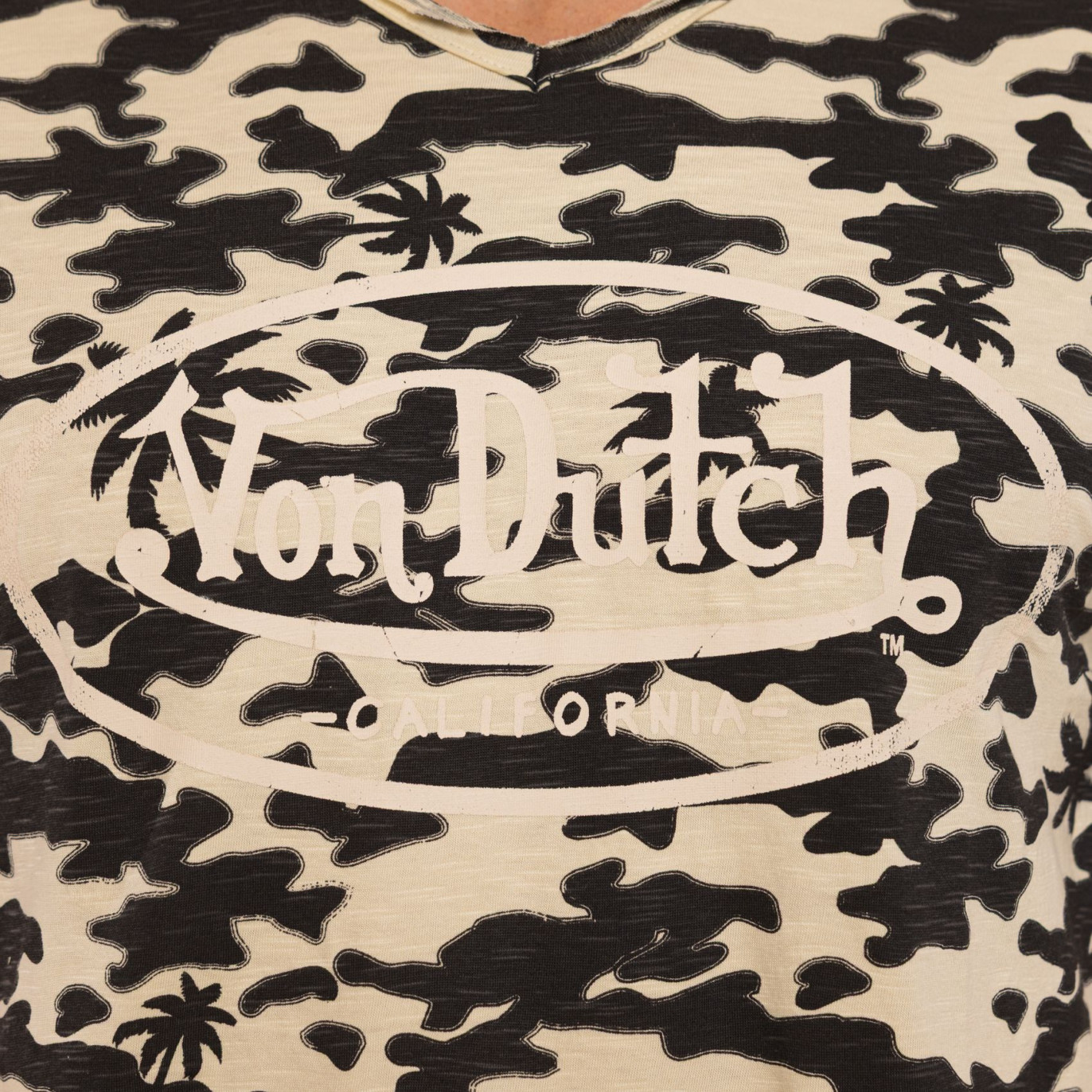 Tee Shirt Noir coupe Régular Col V effet Flammé RON | Homme - Vondutch