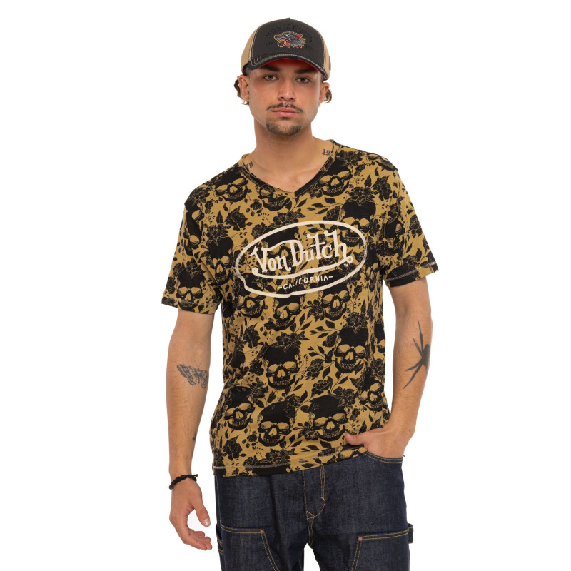 Tee Shirt Jaune coupe Régular Col V effet Flammé RON | Homme - Vondutch