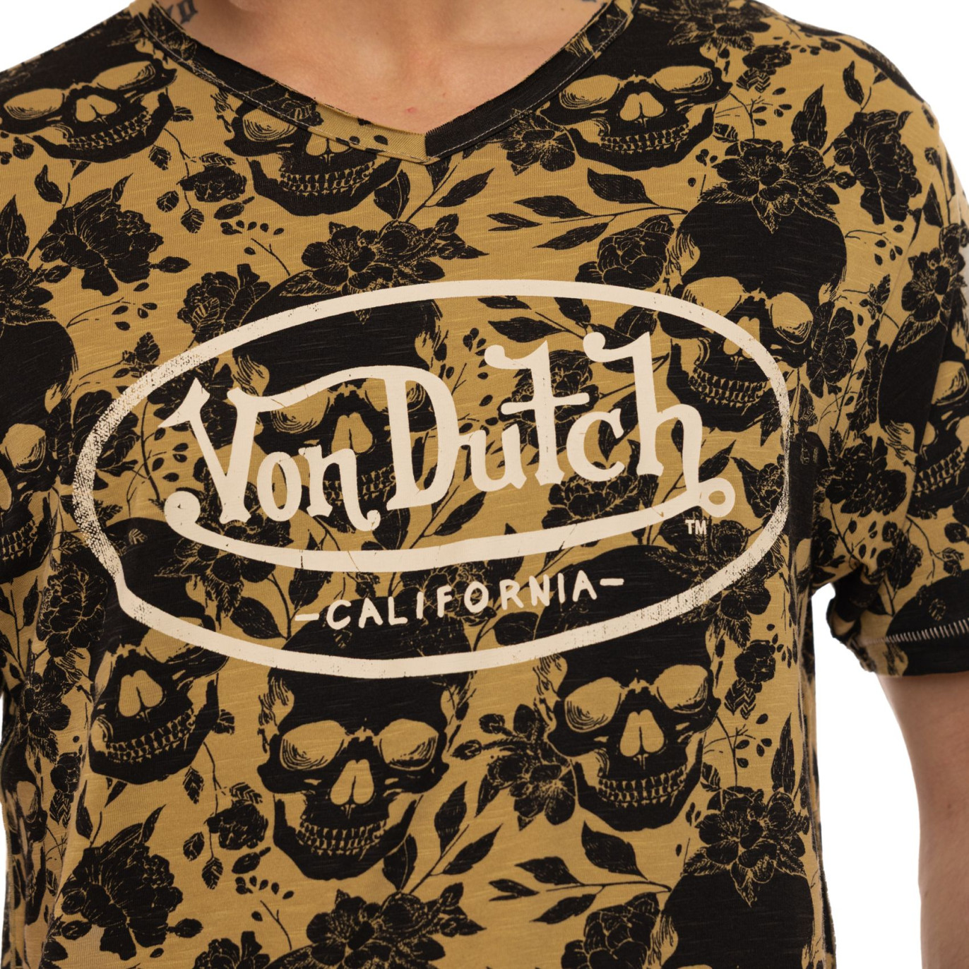 Tee Shirt Jaune coupe Régular Col V effet Flammé RON | Homme - Vondutch